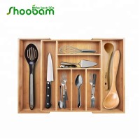 Bamboo Adjustable Kitchen Drawer Divider Premium Cutlery