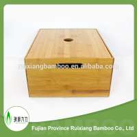 2017 high quality bamboo wood kids toy storage box with handle