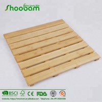 Bamboo Square Bathroom Pedal Floor Mat for Shower