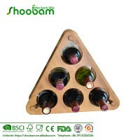 Bamboo Triangular Style Free Standing Wine Bottle Storage Rack