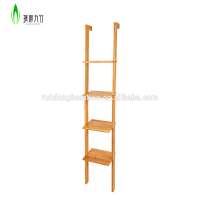 Ladder shape home decoration bamboo wooden wall shelf with 4 layers