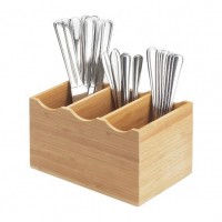 Eco-Friendly Bamboo Wholesale Top Selling Kitchen Restaurant Desktop Small Utensil Caddy