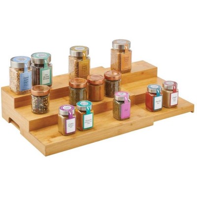 Kitchen 3 Tier Expandable Cabinet Spice Shelf Rack for Condiment Storage