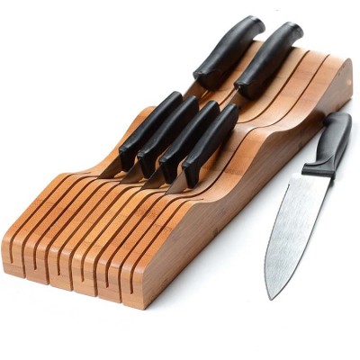 Bamboo Kitchen In-Drawer Knife Block Organizer