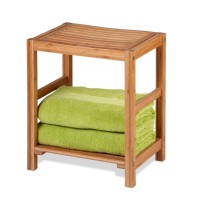 New Design Deluxe Bamboo Bench with Storage Shelf Bamboo Spa Bench