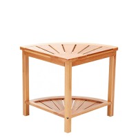 Natural Wholesale Modern 2-tier Bathroom Waterproof Bamboo Corner Shower Stool With Storage Shelf