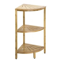 Natural Bamboo High Quality Durable Adjustable Freestanding 3 Tier  Waterproof Bathroom Corner Shelf