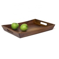 Large Brown Acacia Wood Serving Tray For Goods