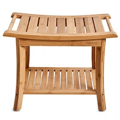 Bamboo Shower Bench Seat, Portable Spa Bathing Stool