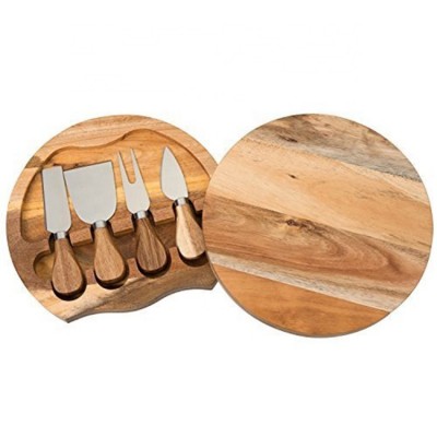 Acacia Wood Cheese Board with Knife Tool Set