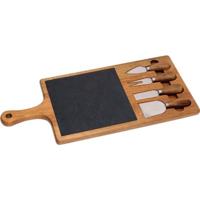 Acacia and Slate Serving Board with 4 tools