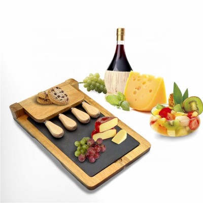 New Design Acacia Wood Cheese Cutting Board with Knife Set